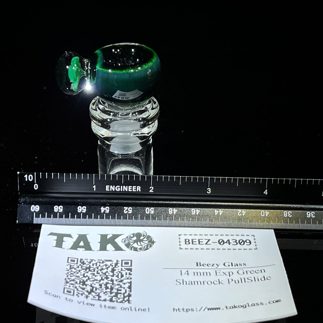 14 mm Exp Green Shamrock PullSlide Accessory Beezy Glass   