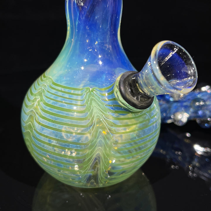 5" Fumed Color Rake Mini Bong + Ocean Blue Marble Hammer Combo Glass Pipe Mary Jane's Glass