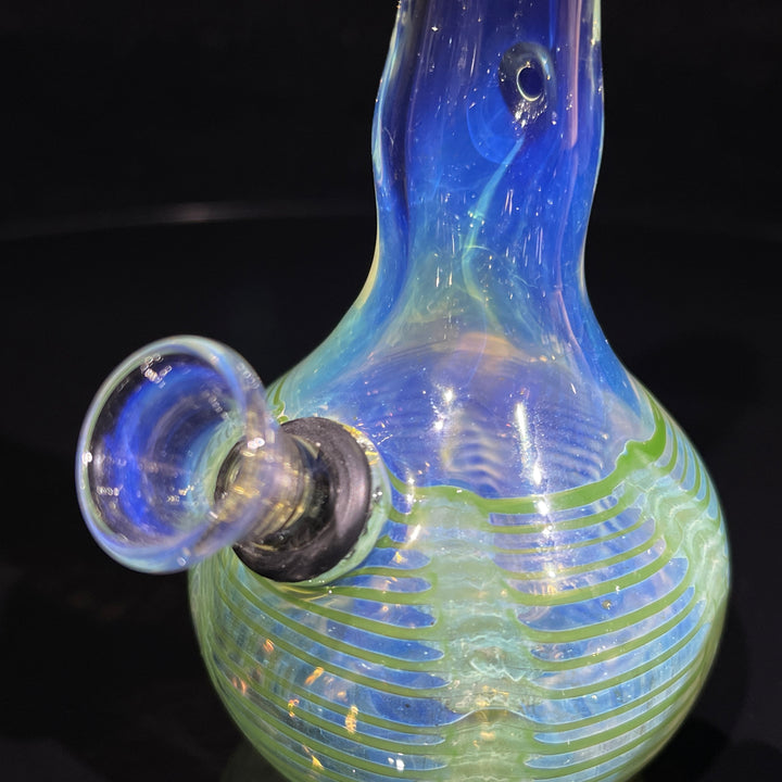 5" Fumed Color Rake Mini Bong + Ocean Blue Marble Hammer Combo Glass Pipe Mary Jane's Glass