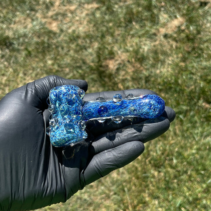 5" Fumed Color Rake Mini Bong + Ocean Blue Marble Hammer Combo Glass Pipe Mary Jane's Glass