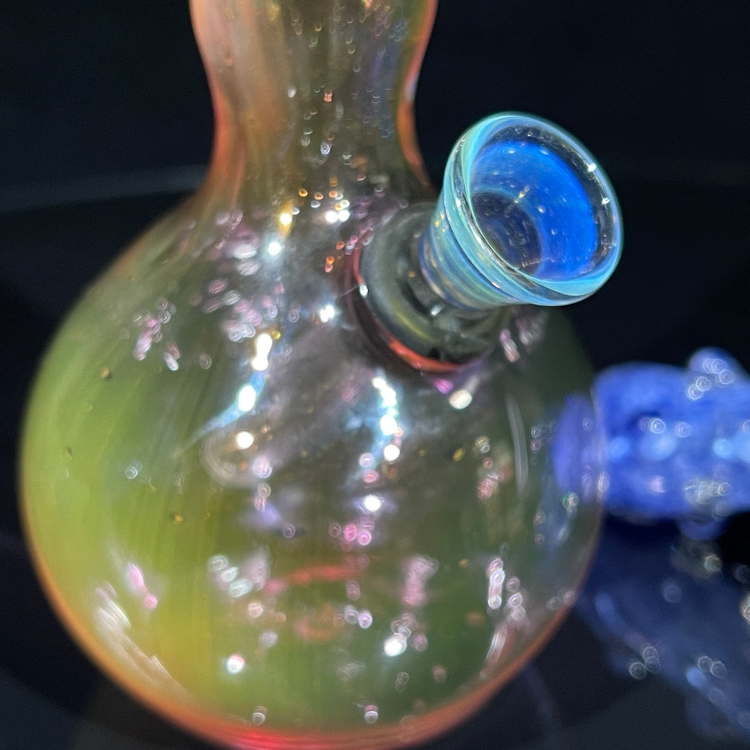 5" Gold Fumed Mini Bong + Sky Blue Marble Hammer Combo Glass Pipe Mary Jane's Glass