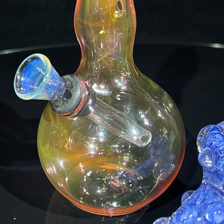 5" Gold Fumed Mini Bong + Sky Blue Marble Hammer Combo Glass Pipe Mary Jane's Glass
