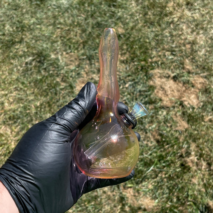 5" Gold Fumed Mini Bong + Sky Blue Marble Hammer Combo Glass Pipe Mary Jane's Glass