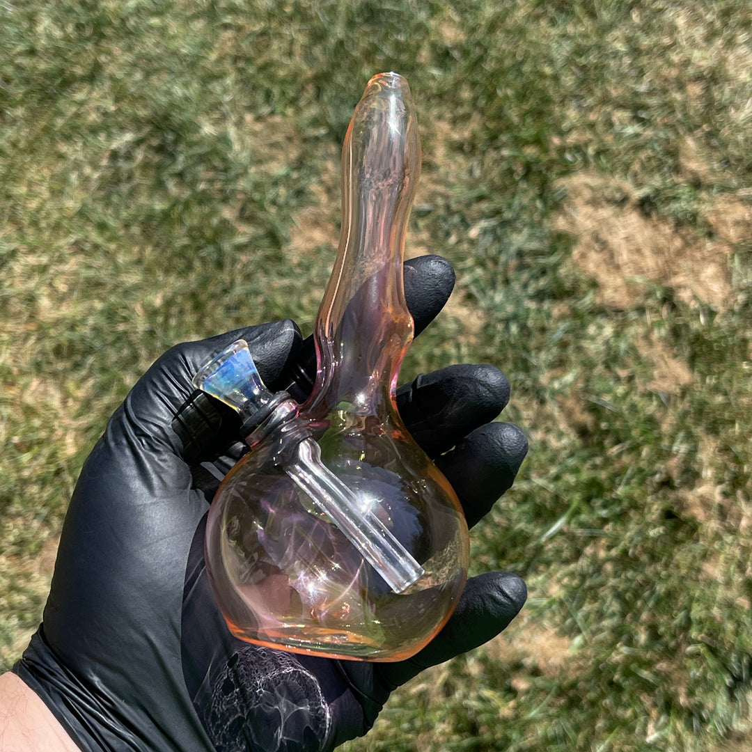 5" Gold Fumed Mini Bong + Sky Blue Marble Hammer Combo Glass Pipe Mary Jane's Glass