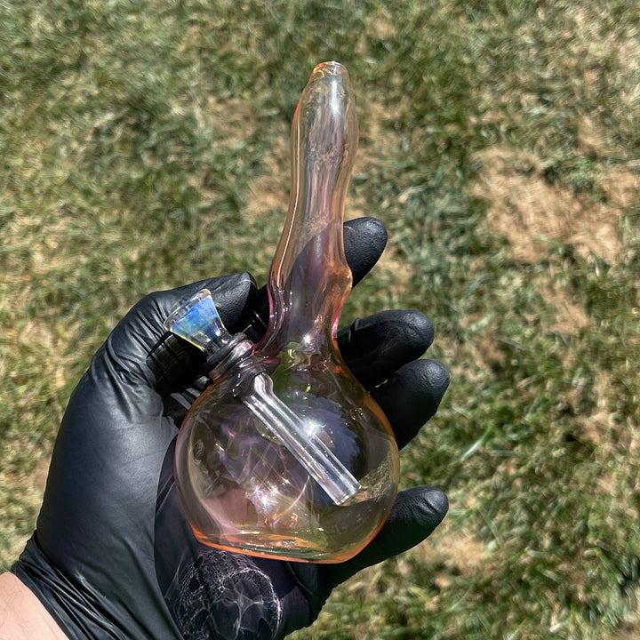 5" Gold Fumed Mini Bong + Sky Blue Marble Hammer Combo Glass Pipe Mary Jane's Glass