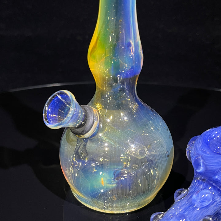 5" Silver Fumed Mini Bong + Sky Blue Marble Hammer Combo Glass Pipe Mary Jane's Glass