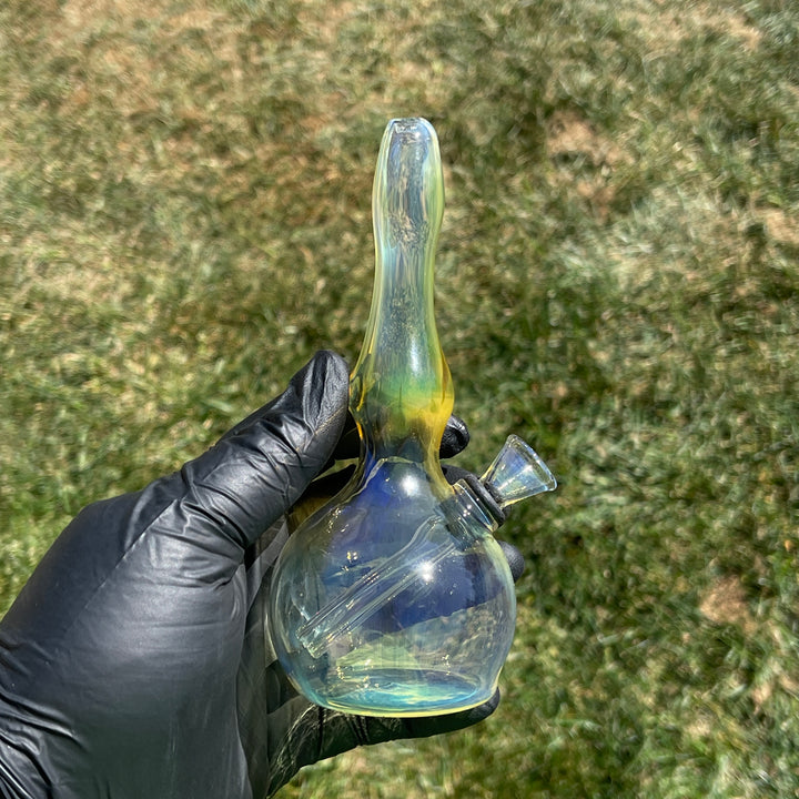 5" Silver Fumed Mini Bong + Sky Blue Marble Hammer Combo Glass Pipe Mary Jane's Glass