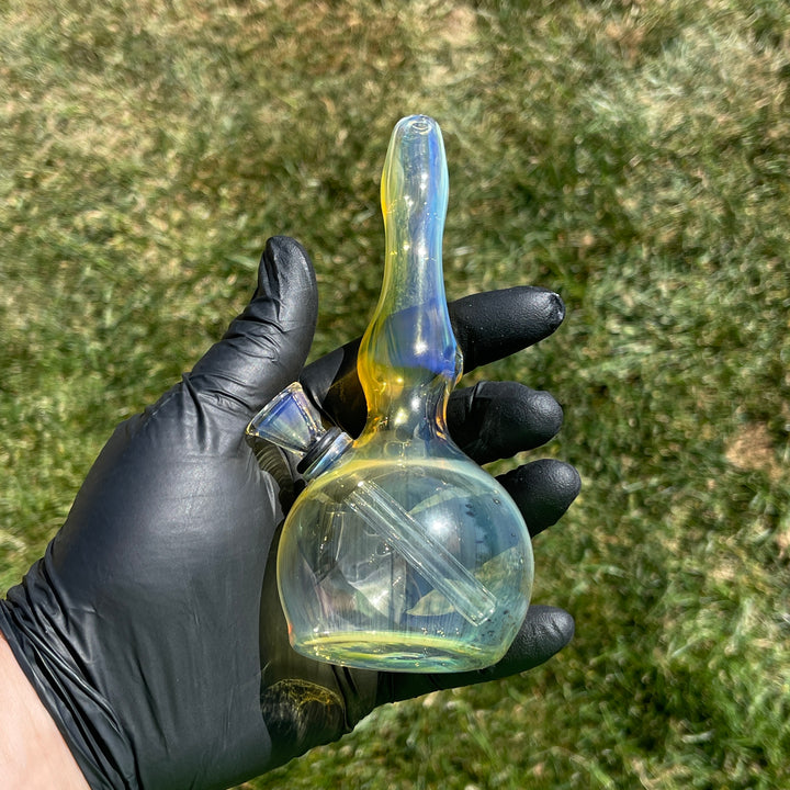 5" Silver Fumed Mini Bong + Sky Blue Marble Hammer Combo Glass Pipe Mary Jane's Glass