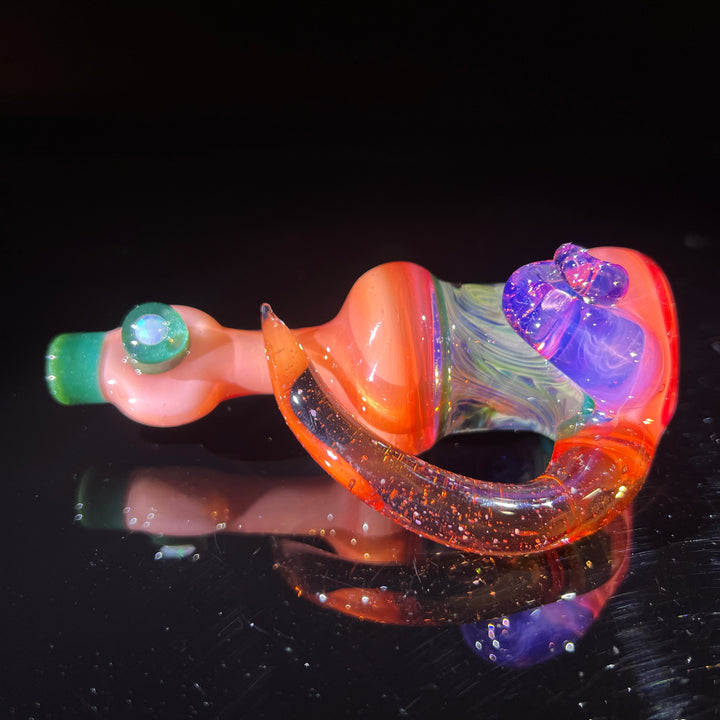 Flatmouth Chill with Horn and Opals Glass Pipe Chillery Bogart   