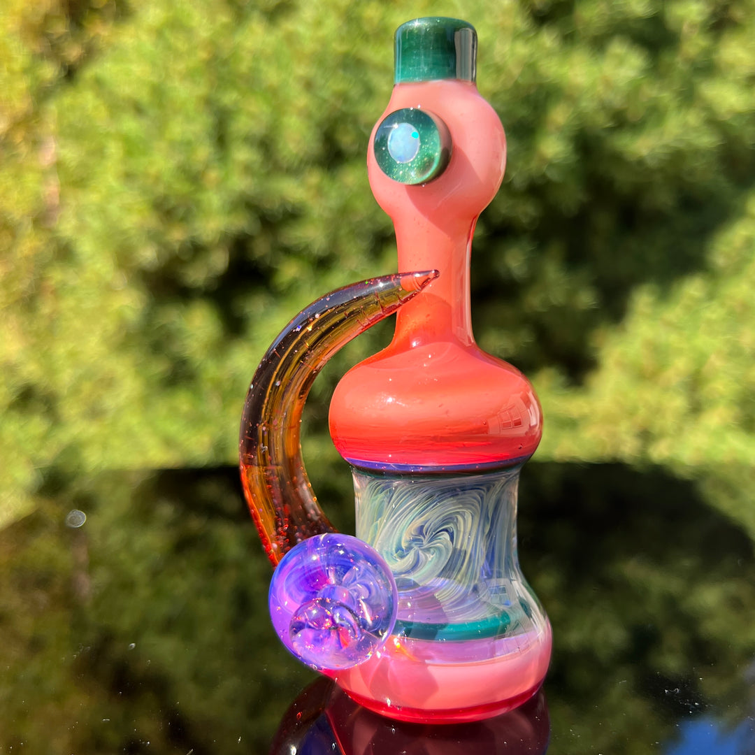 Flatmouth Chill with Horn and Opals Glass Pipe Chillery Bogart   