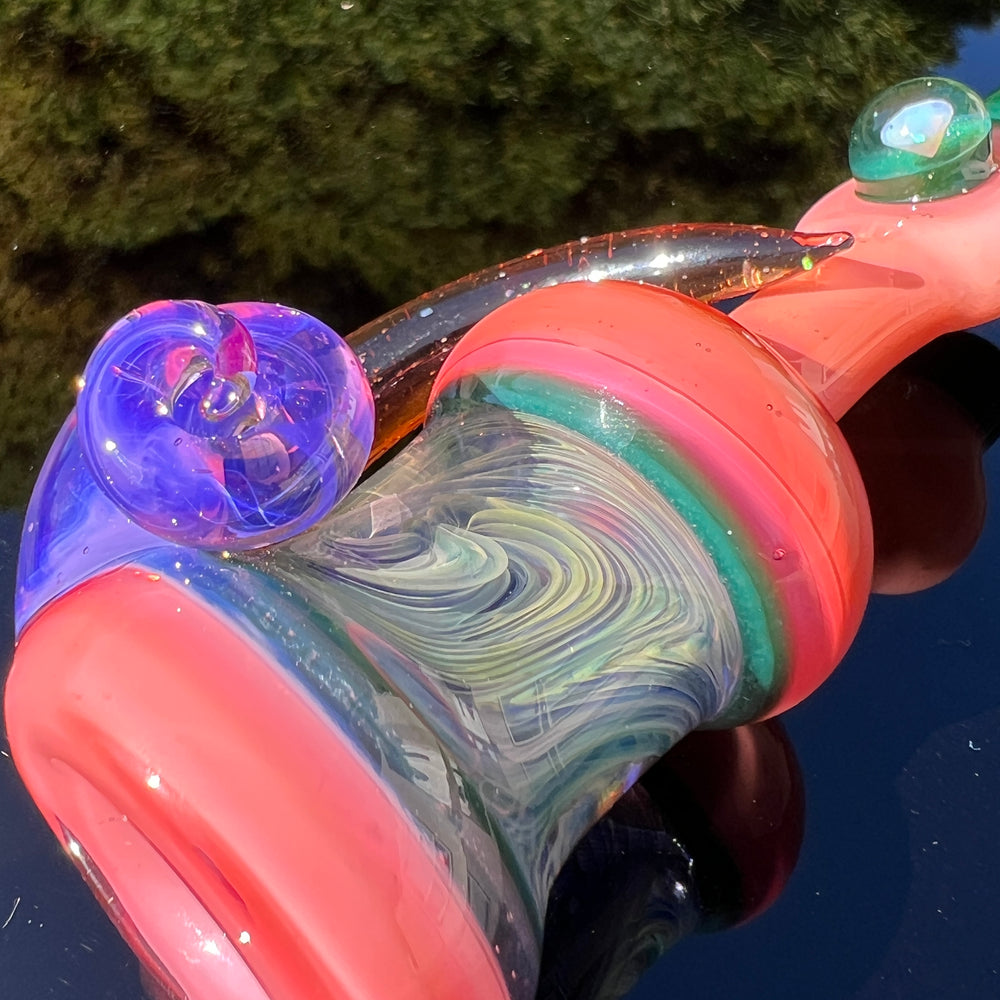 Flatmouth Chill with Horn and Opals Glass Pipe Chillery Bogart   