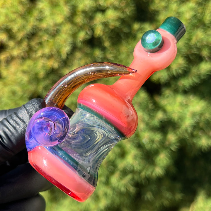 Flatmouth Chill with Horn and Opals Glass Pipe Chillery Bogart   