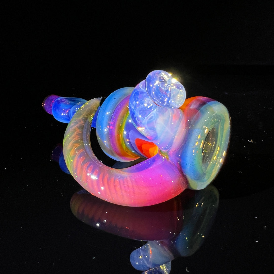 Flatmouth Chill with Horn and Swirls Glass Pipe Chillery Bogart   