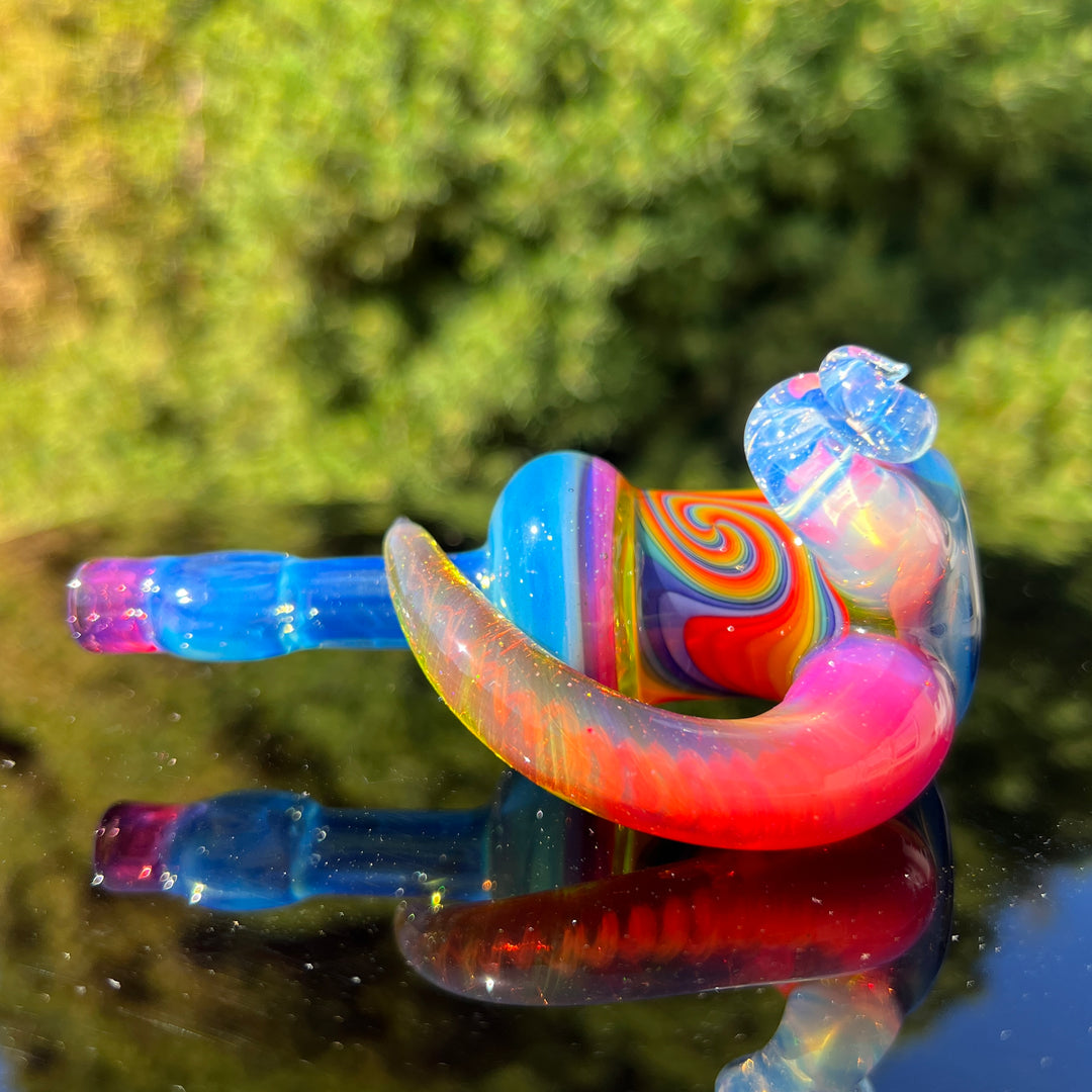Flatmouth Chill with Horn and Swirls Glass Pipe Chillery Bogart   