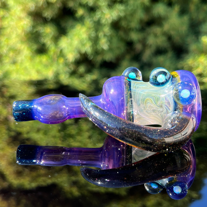 Flatmouth Chill with Horn and Opals Glass Pipe Chillery Bogart   