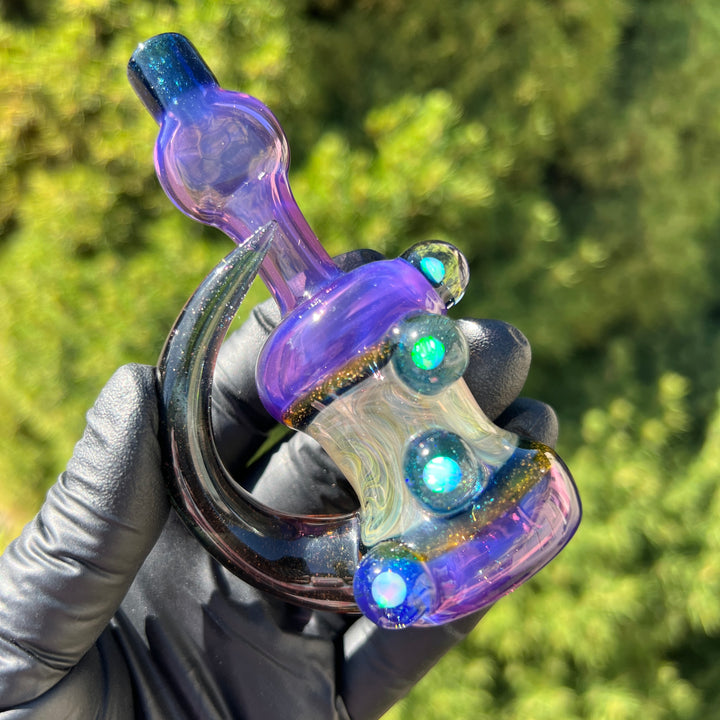 Flatmouth Chill with Horn and Opals Glass Pipe Chillery Bogart   