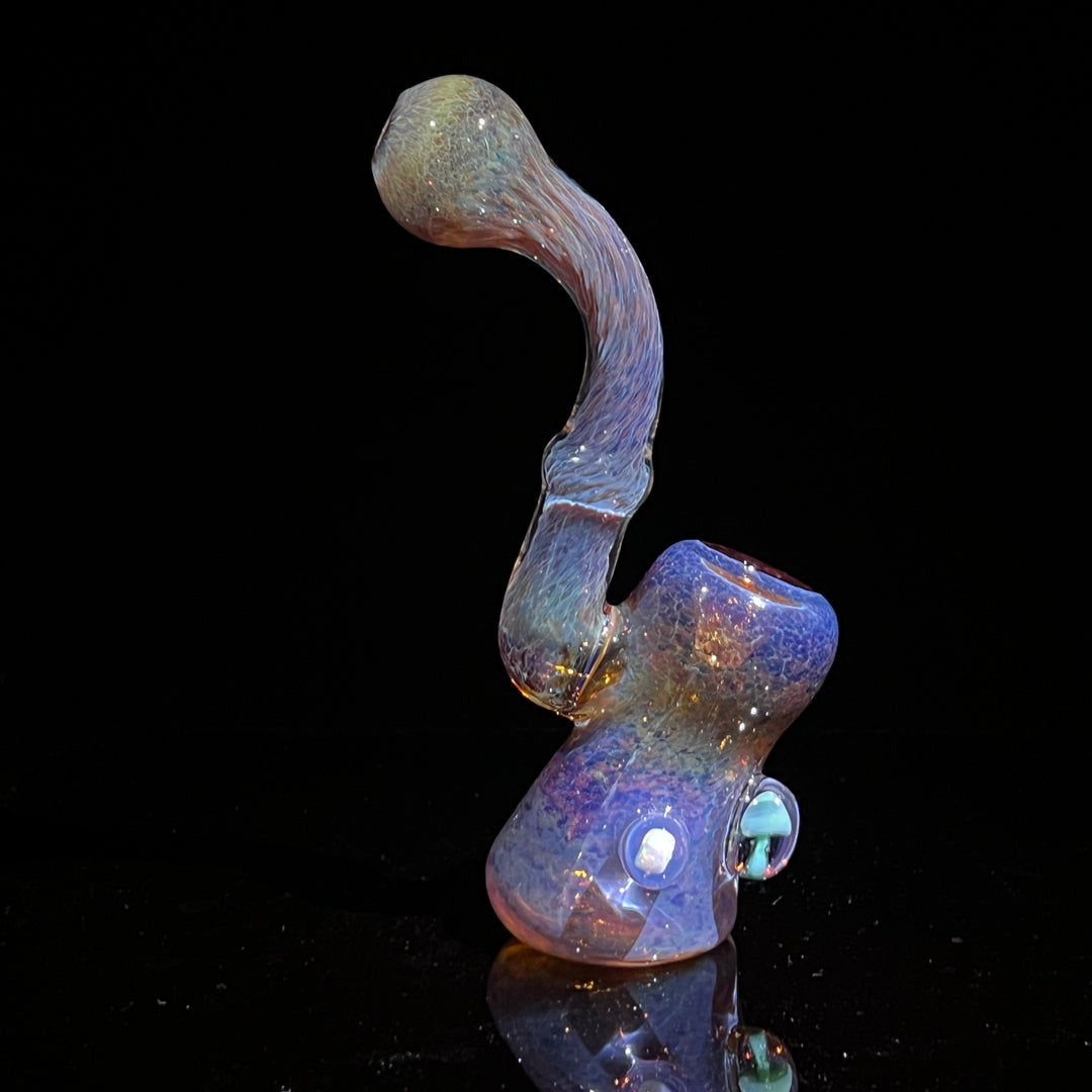 Purple Magic Mushroom Opal Sherlock Bubbler Glass Pipe Beezy Glass