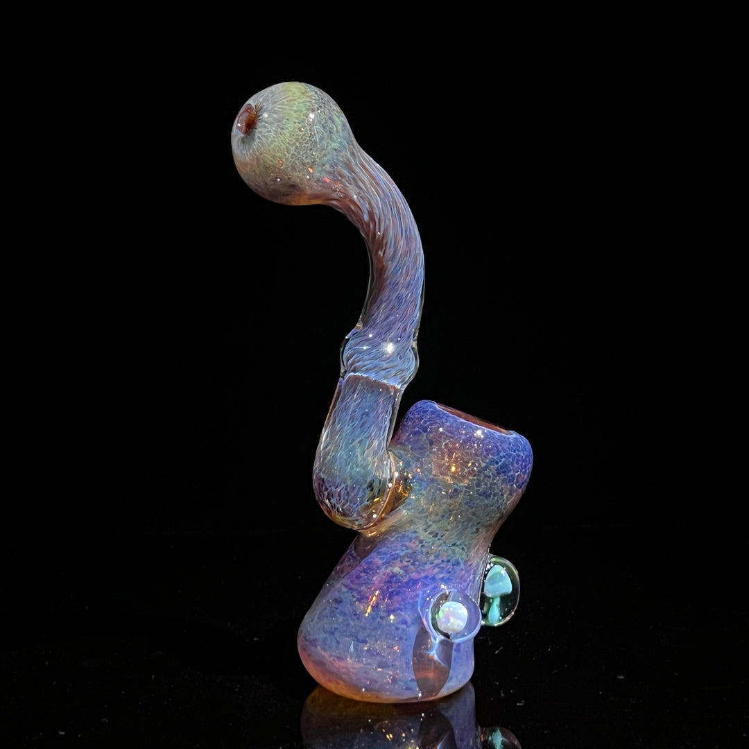 Purple Magic Mushroom Opal Sherlock Bubbler Glass Pipe Beezy Glass