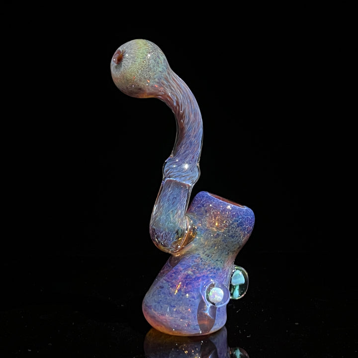 Purple Magic Mushroom Opal Sherlock Bubbler Glass Pipe Beezy Glass