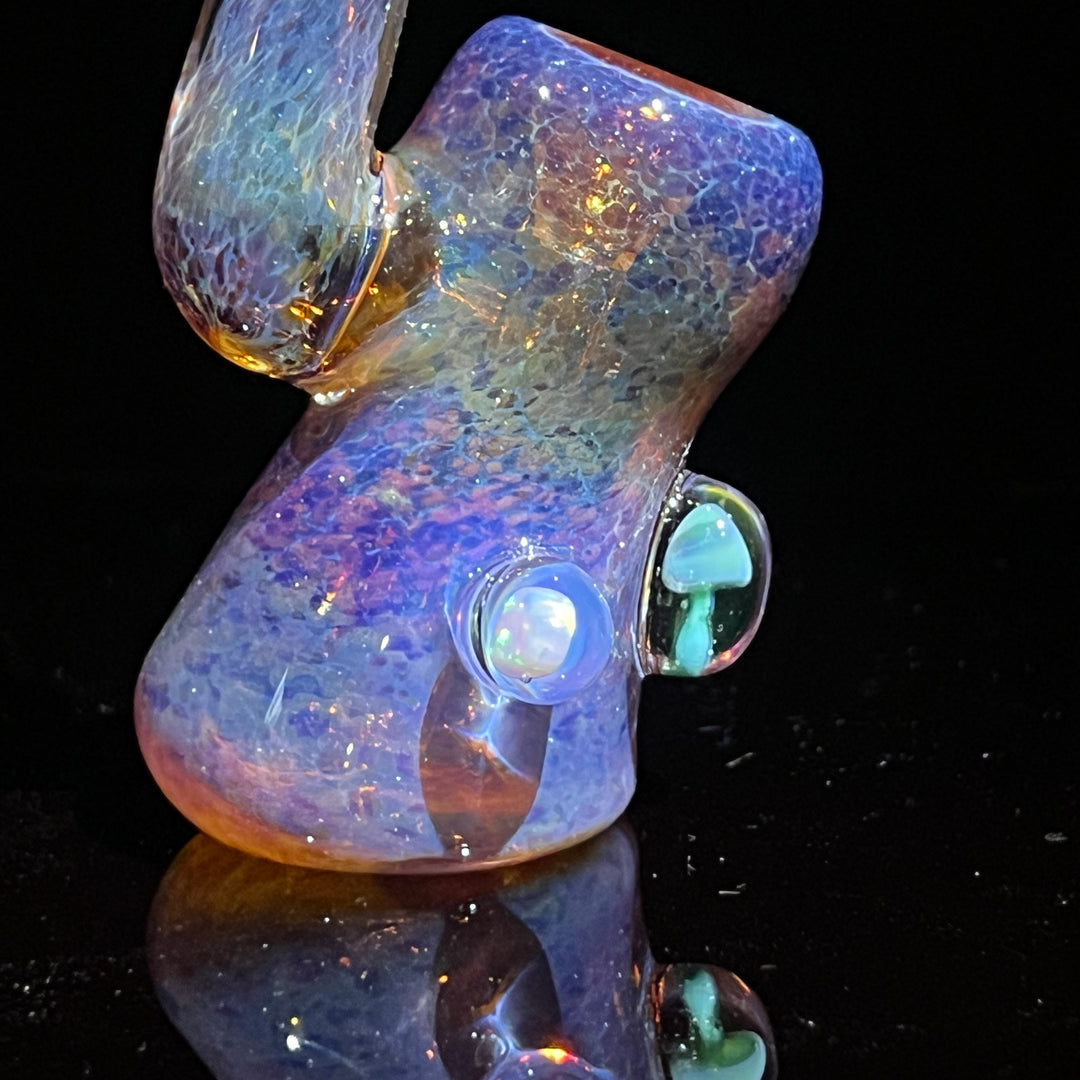 Purple Magic Mushroom Opal Sherlock Bubbler Glass Pipe Beezy Glass