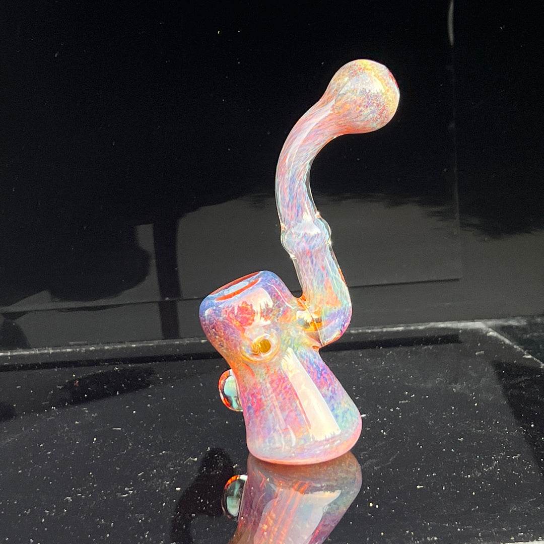 Purple Magic Mushroom Opal Sherlock Bubbler Glass Pipe Beezy Glass