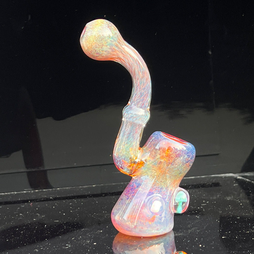 Purple Magic Mushroom Opal Sherlock Bubbler Glass Pipe Beezy Glass