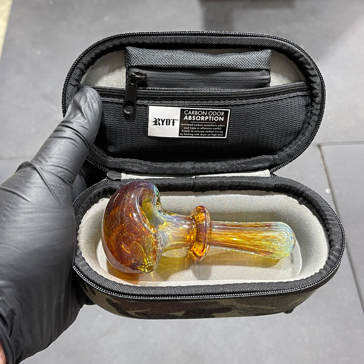 Thick Aventurine Pipe + Ryot Headcase Combo Glass Pipe Chuck Glass