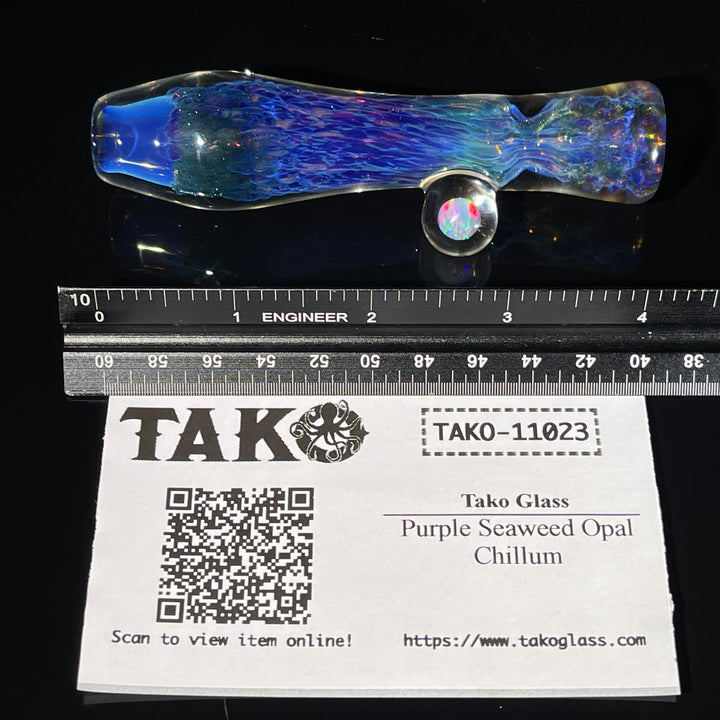 Purple Seaweed Opal Chillum Glass Pipe Tako Glass