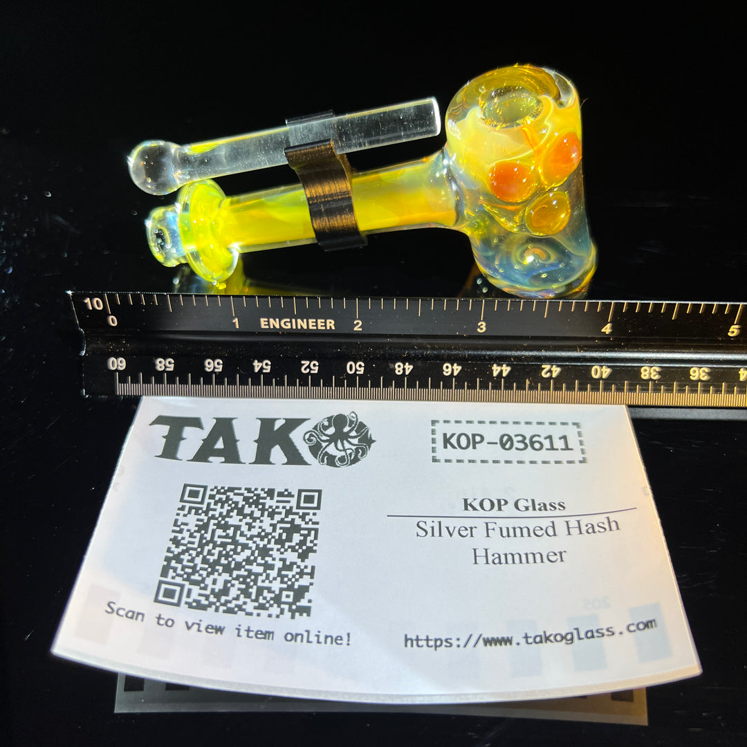 Silver Fumed Hash Hammer Glass Pipe KOP Glass   