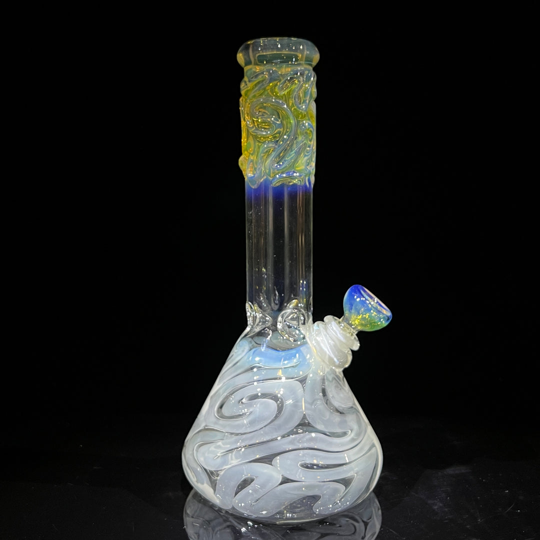 10" Fumed Squiggle Beaker Bong Glass Pipe Mary Jane's Glass   