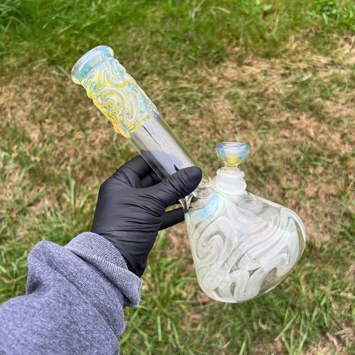 10" Fumed Squiggle Beaker Bong Glass Pipe Mary Jane's Glass   