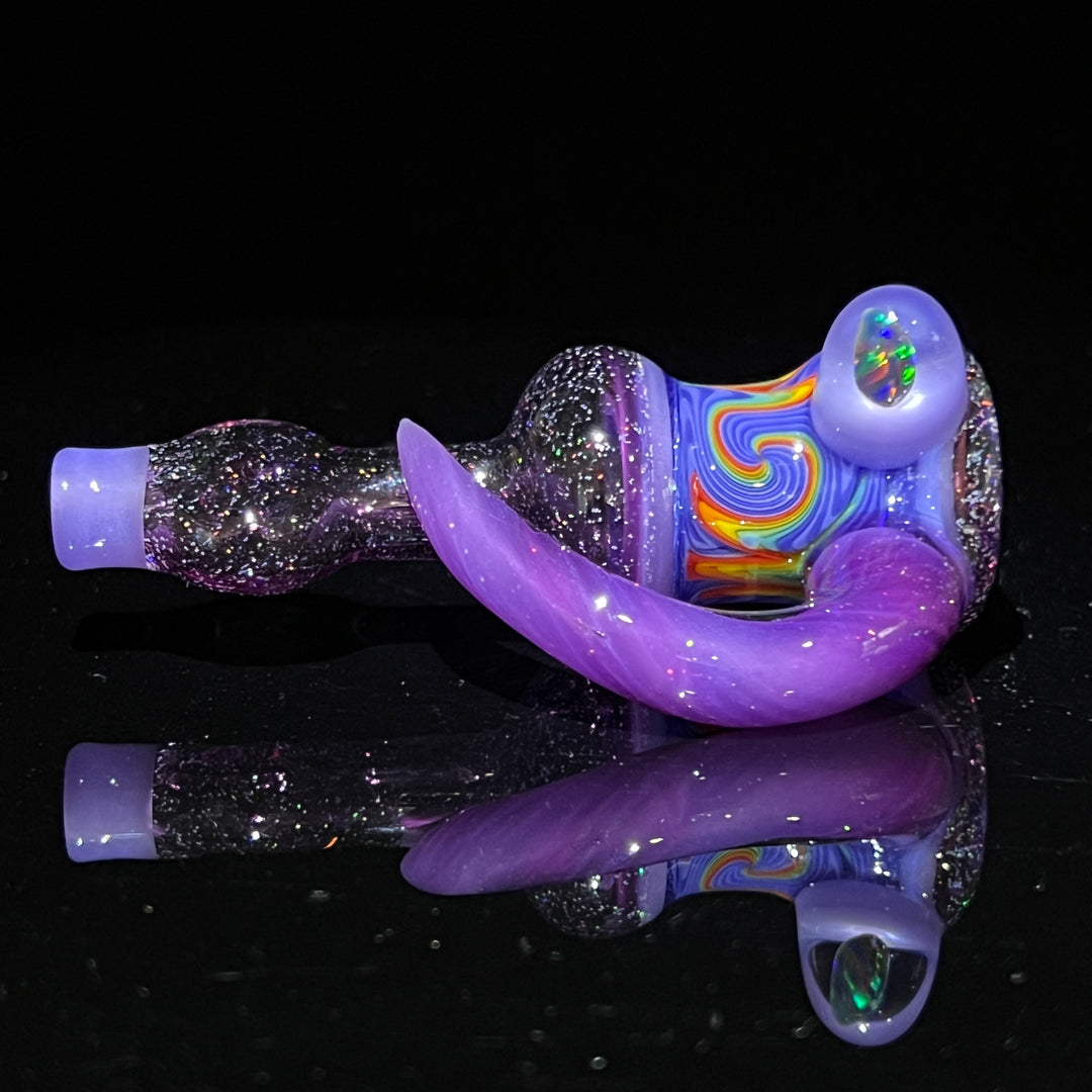 Flatmouth Chill with Horn and Opals Glass Pipe Chillery Bogart   