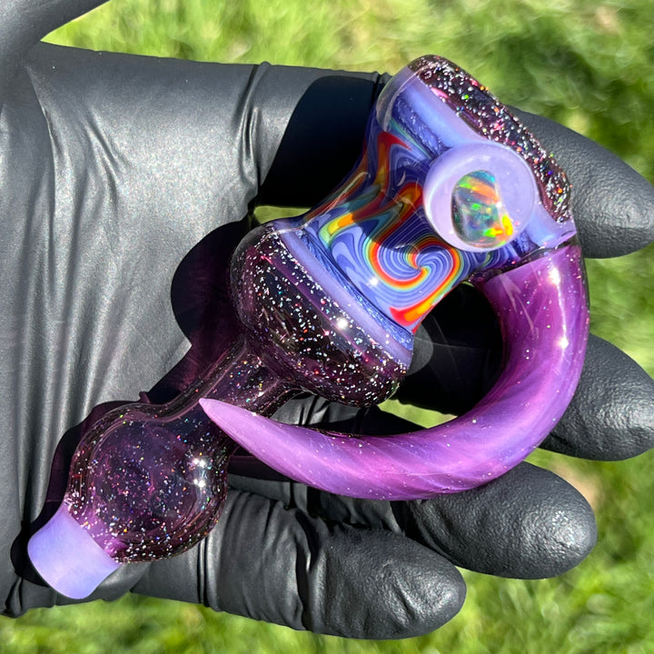 Flatmouth Chill with Horn and Opals Glass Pipe Chillery Bogart   