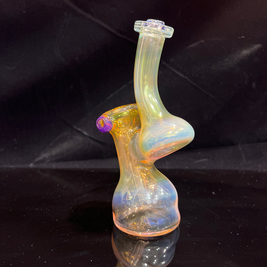 Gold Fume Bubbler with Purple Carb Glass Pipe Cose Glass   