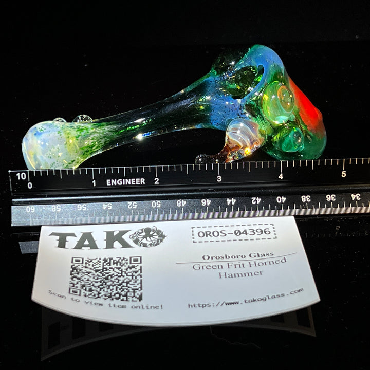 Green Frit Horned Hammer Glass Pipe Orosboro Glass   