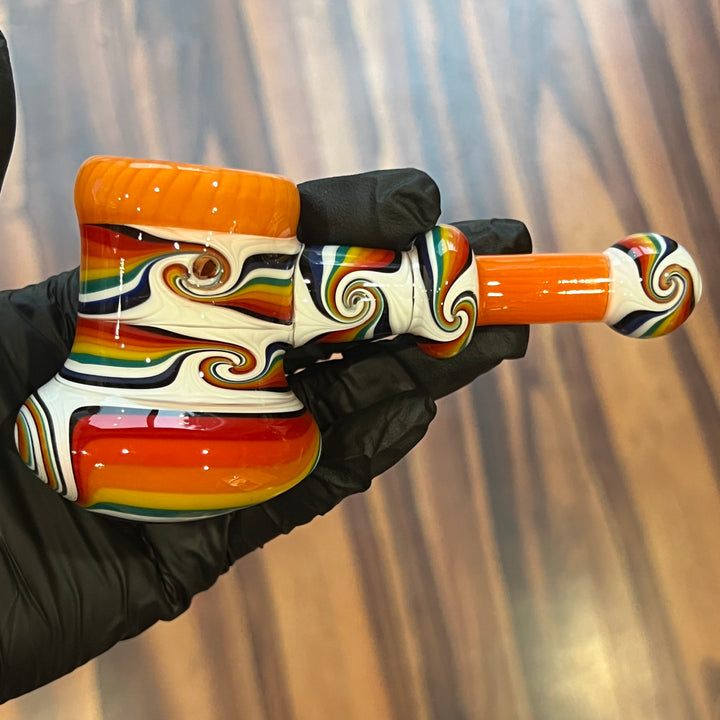 Sunset Rainbow Fade Heady Hammer Bubbler Glass Pipe TG   