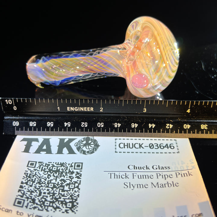 Thick Fume Pipe Pink Slyme Marble Glass Pipe Chuck Glass   