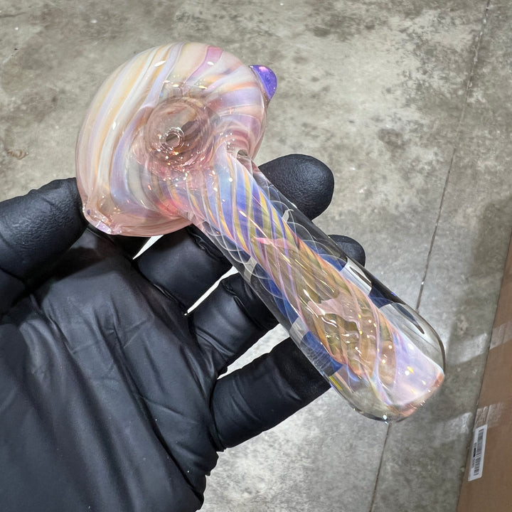 Thick Fume Pipe Pink Slyme Marble Glass Pipe Chuck Glass   
