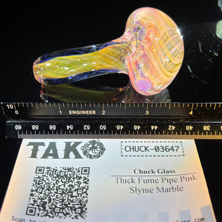 Thick Fume Pipe Pink Slyme Marble Glass Pipe Chuck Glass   