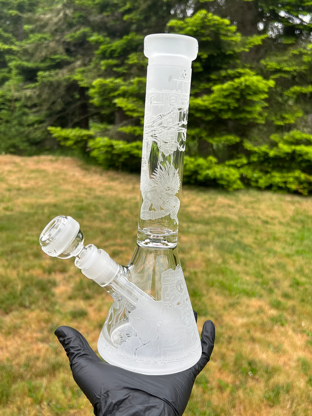 Ancient Ruins 11" Clear Glass Beaker Bong Glass Pipe Milkyway   