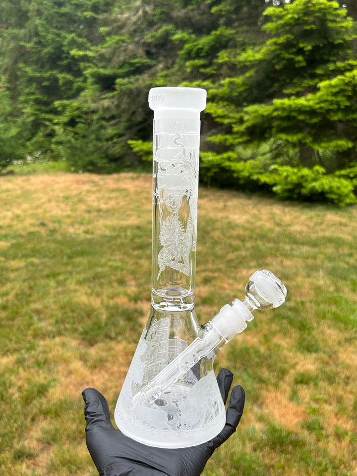 Ancient Ruins 11" Clear Glass Beaker Bong Glass Pipe Milkyway   