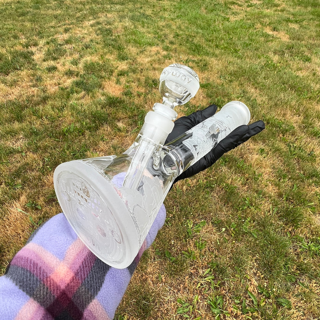 Ancient Ruins 11" Clear Glass Beaker Bong Glass Pipe Milkyway   