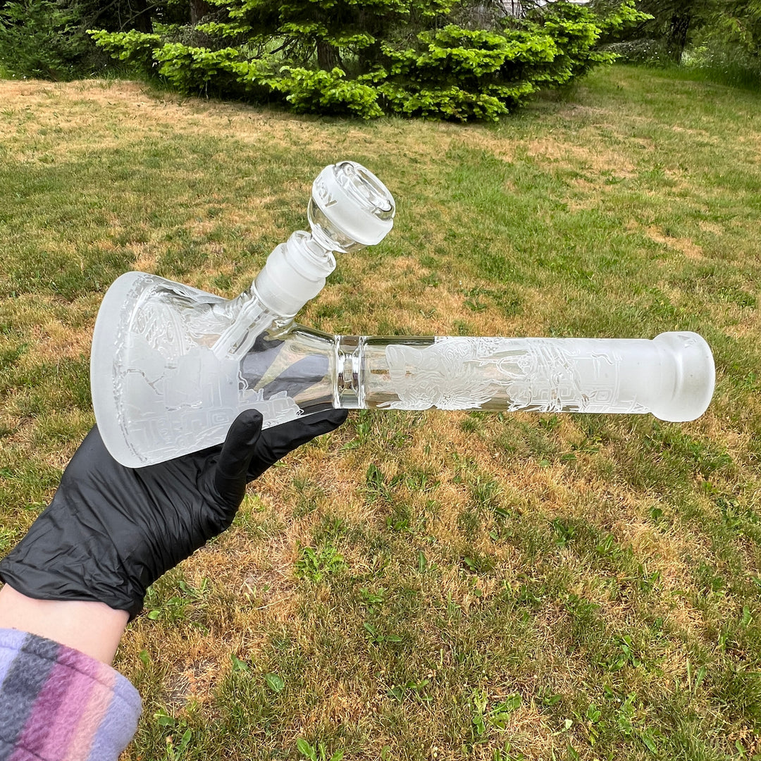 Ancient Ruins 11" Clear Glass Beaker Bong Glass Pipe Milkyway   