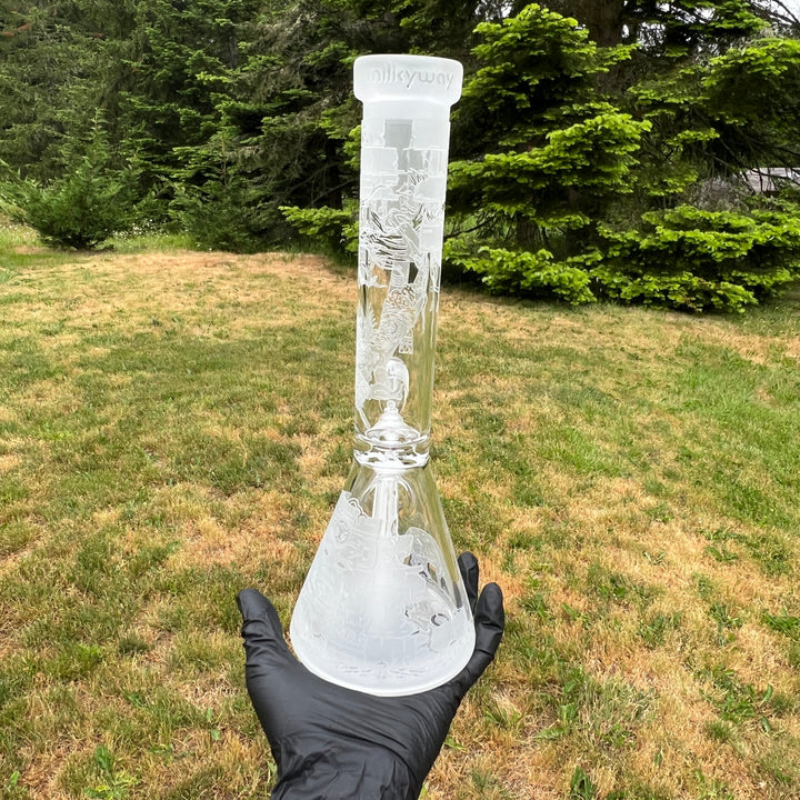 Ancient Ruins 11" Clear Glass Beaker Bong Glass Pipe Milkyway   