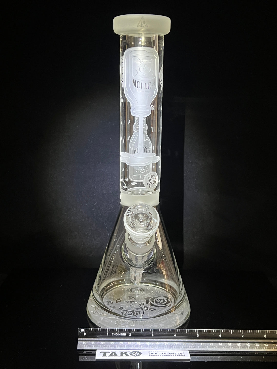 Potion Rose 14" Clear Glass Beaker Bong Glass Pipe Milkyway   