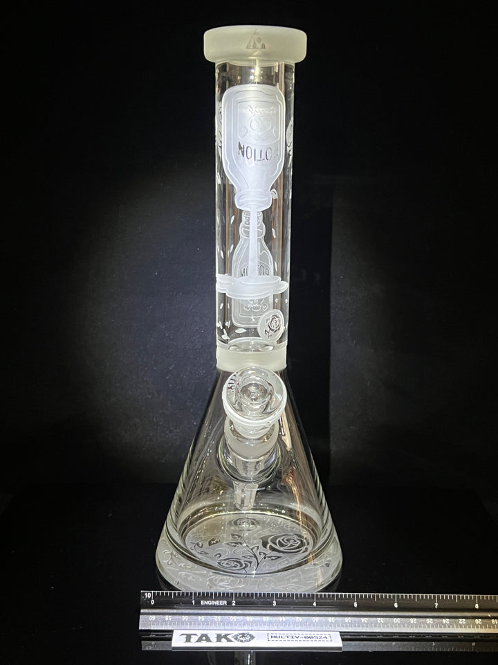 Potion Rose 14" Clear Glass Beaker Bong Glass Pipe Milkyway   