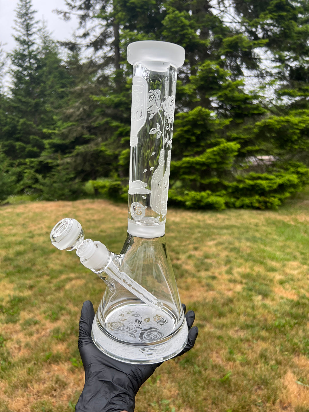 Potion Rose 14" Clear Glass Beaker Bong Glass Pipe Milkyway   