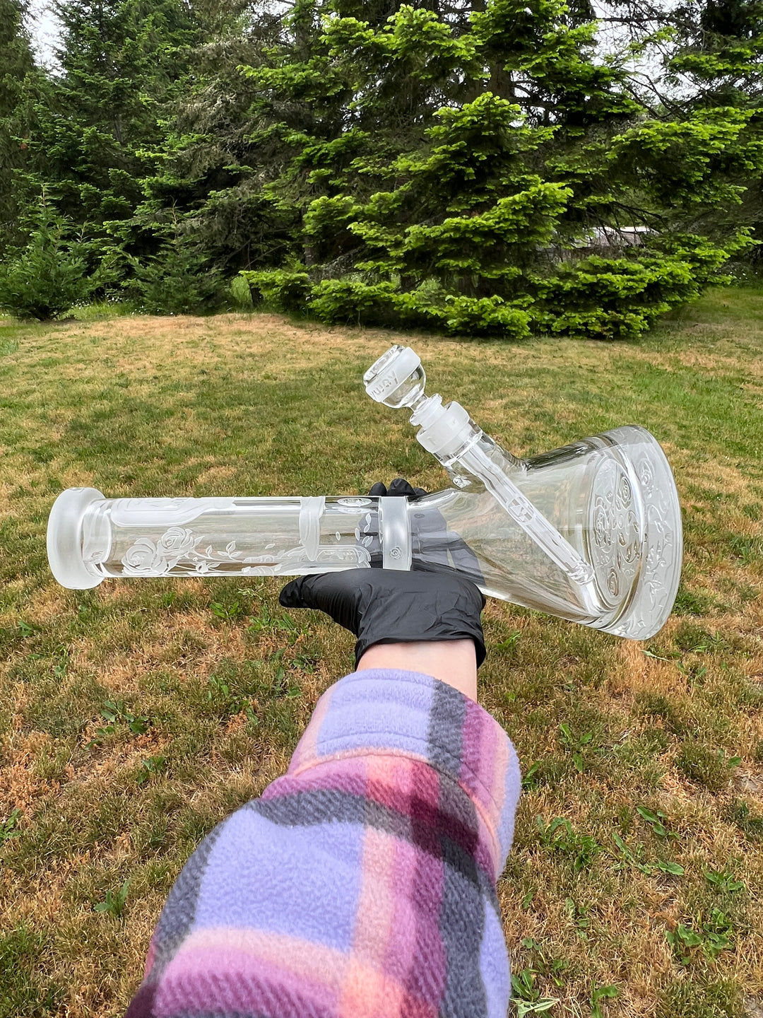 Potion Rose 14" Clear Glass Beaker Bong Glass Pipe Milkyway   