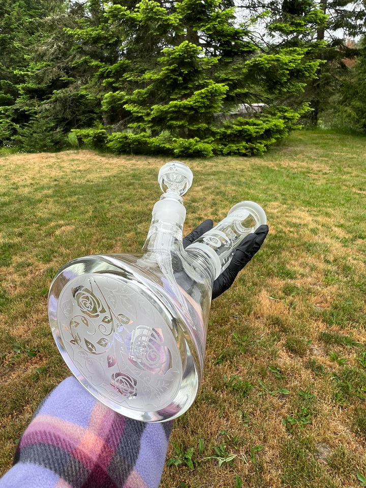 Potion Rose 14" Clear Glass Beaker Bong Glass Pipe Milkyway   