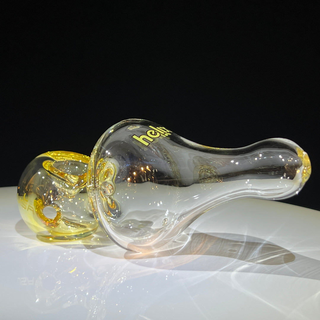 Mini Classic Helix Fume Glass Pipe American Helix Yellow Logo  